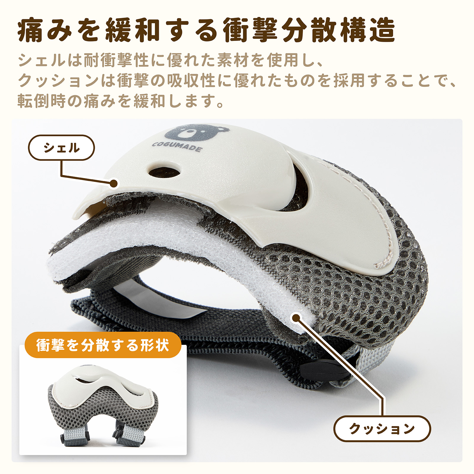 痛みを緩和する衝撃分散構造